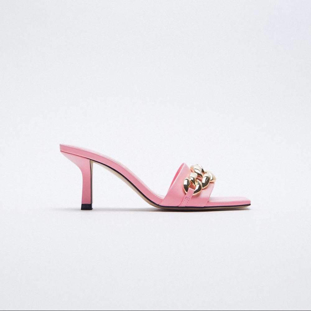 NWT. Zara Pink Heeled Sandals. Size 7,5.